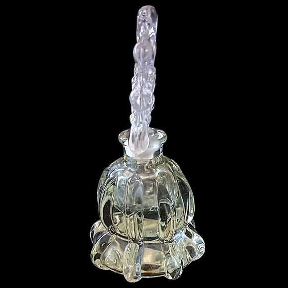 Art Deco Perfume Bottle Heavy Pressed Glass Fan Shaped Stopper Victorian FLAW - Picture 8 of 16